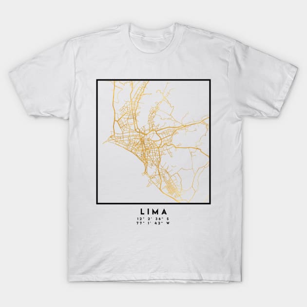 LIMA PERU CITY STREET MAP ART T-Shirt by deificusArt